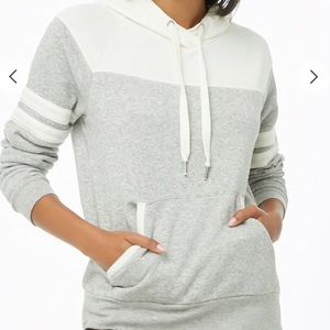 FOREVER 21 Colorblock Fleece Hoodie, Large